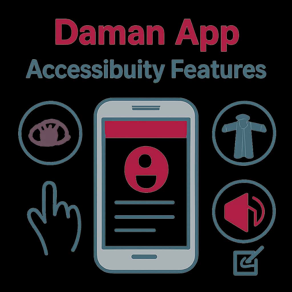 Illustration explaining Daman App Accessibility Features.