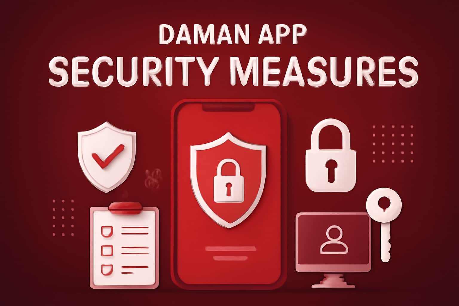 An informational graphic illustrating Daman App security measures.