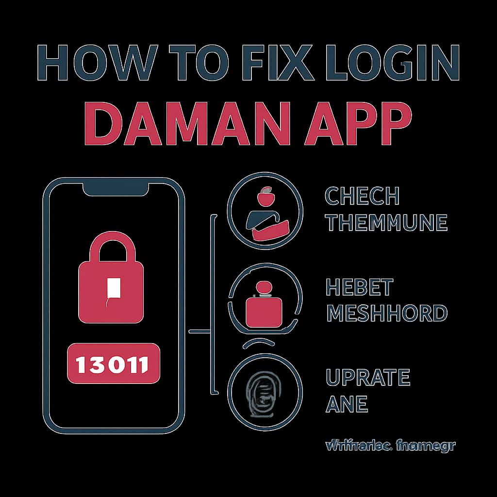 Diagram illustrating troubleshooting steps for Daman App login issues.