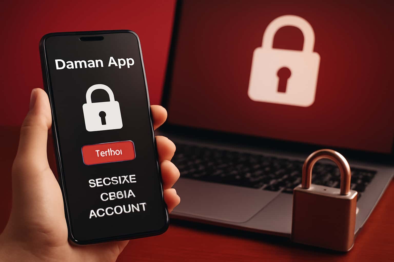 An informative scene depicting security measures for the Daman App account.